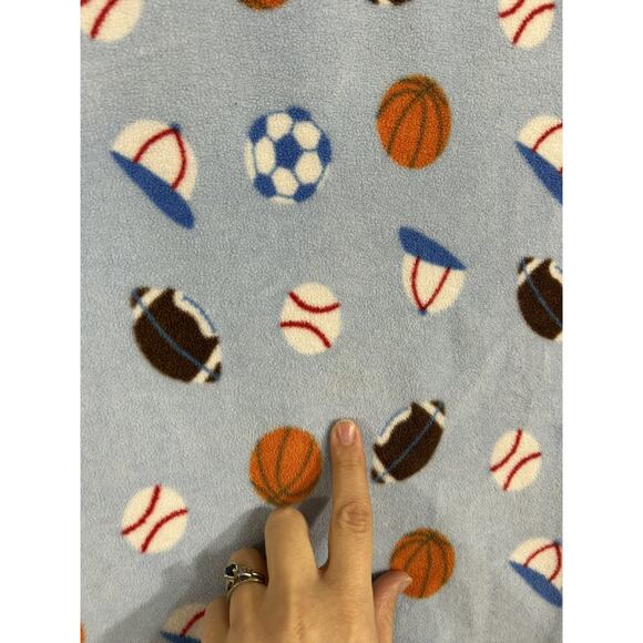 Kidgets Blue Basketball Football Baseball Soccer Cap Hat Sports Baby Blanket - Picture 7 of 7